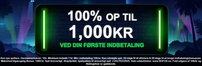 Mr Vegas Bonus 100% op til 1.000 kr.