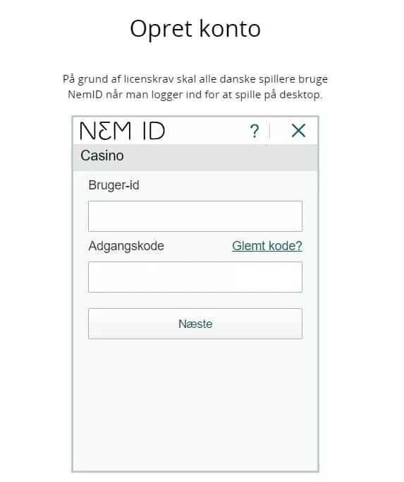 Registreringsproces Betsson.dk