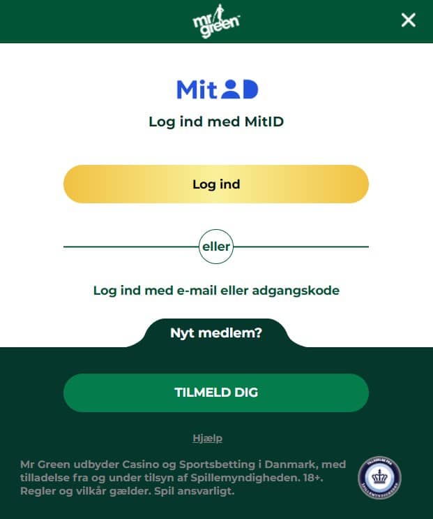 Mr Green casino opret konto
